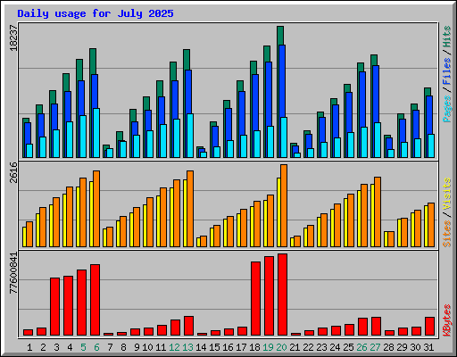 Daily usage for July 2025
